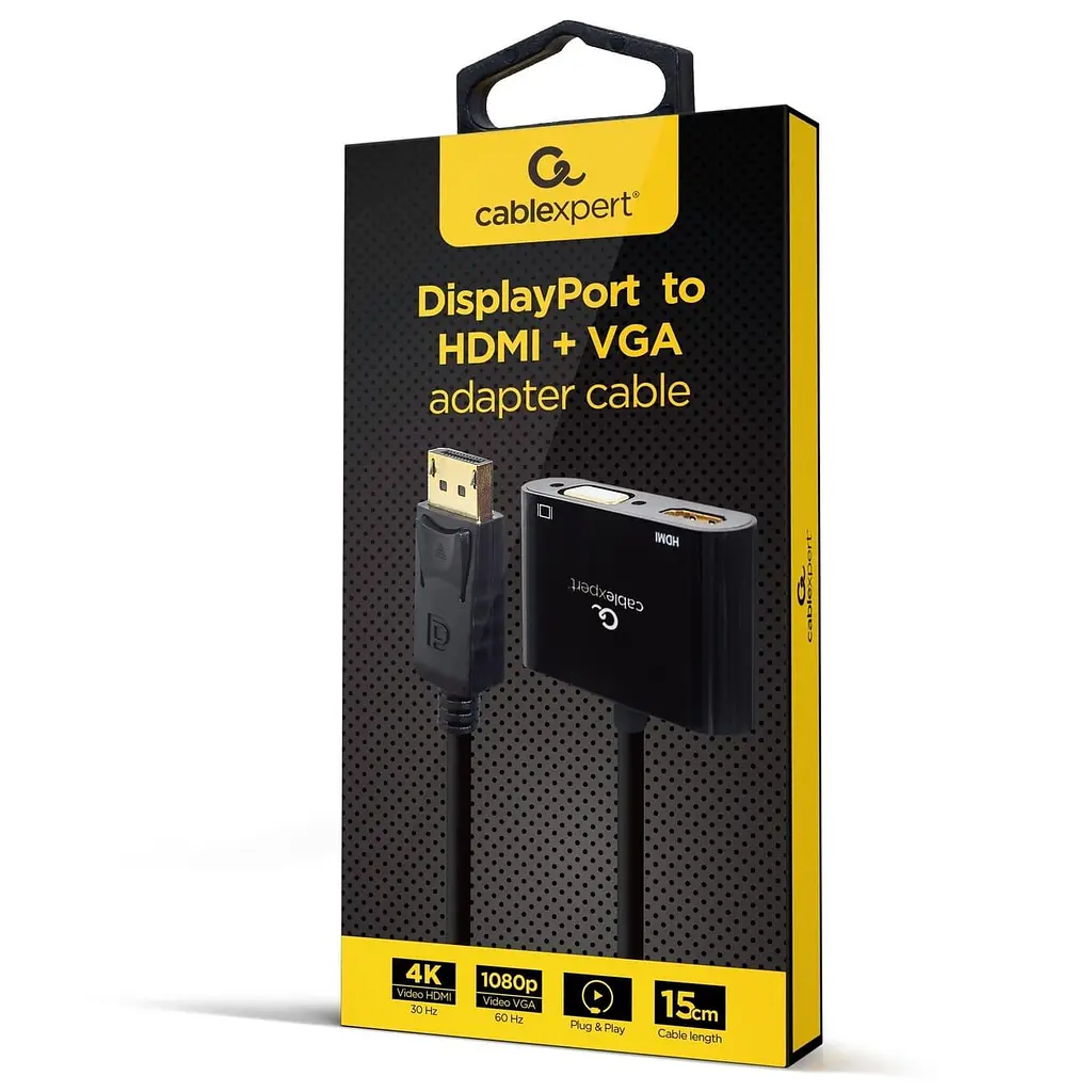Перехідник Cablexpert DisplayPort на HDMI/VGA A-DPM-HDMIFVGAF-01 (A-DPM-HDMIFVGAF-01) - фото 3