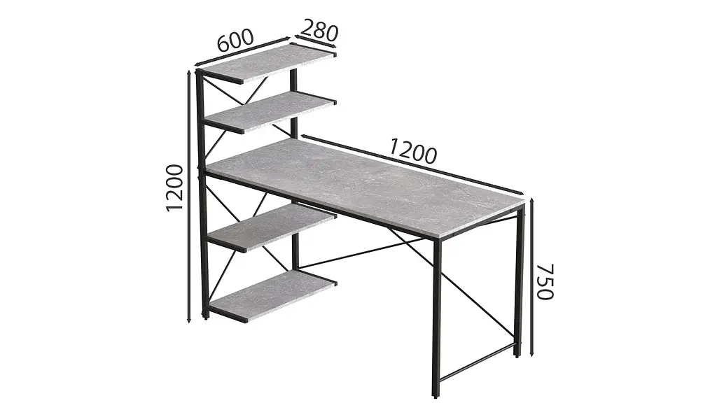 Комп'ютерний стіл Ferrum-decor Джек 75x120x60 Чорний ДСП Бетон (FRD-104385) - фото 3