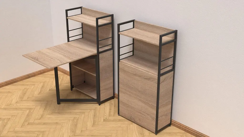 Стіл книжка з етажеркою Практик 1 Ferrum-decor 1200x640x990 Чорний метал ДСП Дуб Сонома 16 мм (FRD-104614) - фото 5