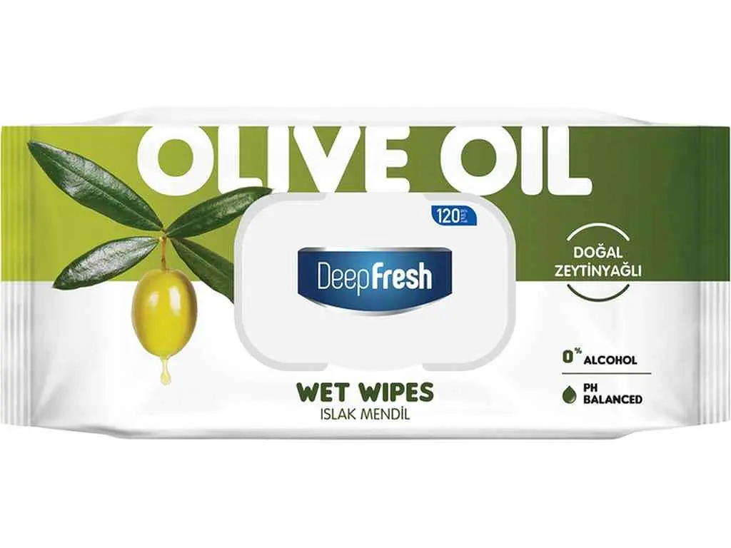 Вологі серветки DEEP FRESH 120шт Green Nature Olive Oil/Green Tea (клапан)