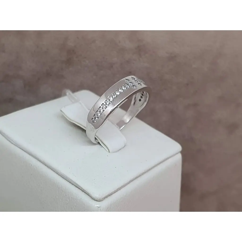 Срібне кільце Агні ТАНДЕМ з фіанітами. 1607/1Р-CZ 16,5 - фото 3