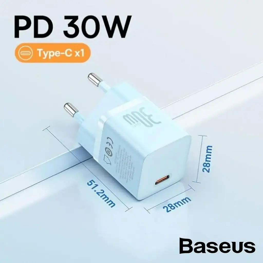 Мережевий зарядний пристрій Baseus GaN5 Fast Charger (mini) 1C 30W блакитний (CCGN070603) - фото 2