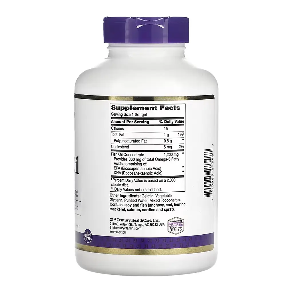 Риб'ячий жир 21st Century Fish Oil 1200 мг 140 softgels - фото 2