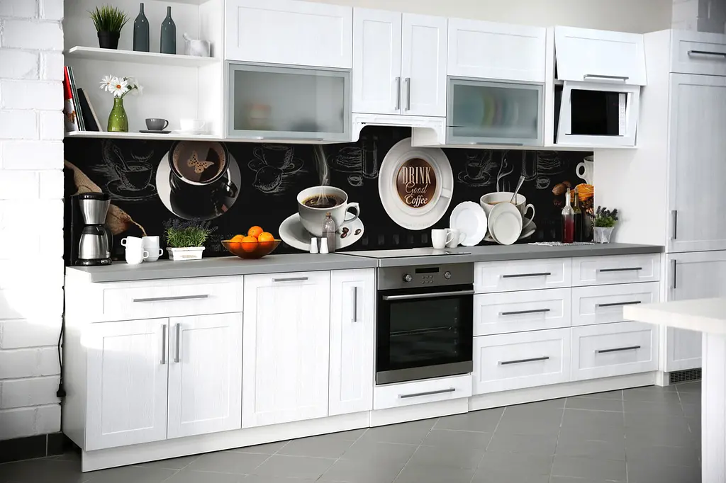 Кухонний фартух Happy Pocket Випий Кава вінілова наклейка ПВХ чашки зерна Чорний 60х300 см Z180768 - фото 5