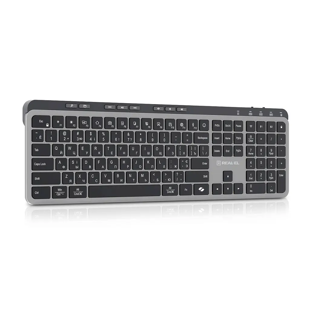Клавіатура REAL-EL RK-737W Wireless/Bluetooth Black/Grey (EL123100060) - фото 6