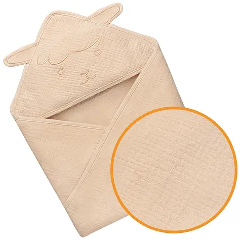 Рушник з капюшоном Lionelo Muslin Hooded Towel Beige Sand 80х80 см - фото 3