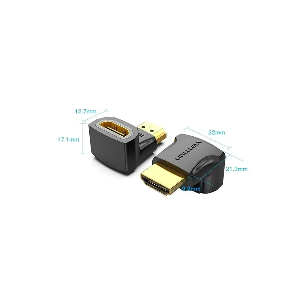Перехідник HDMI F to HDMI M 90° 4K 60Hz PVC Vention (AIOB0) - фото 2