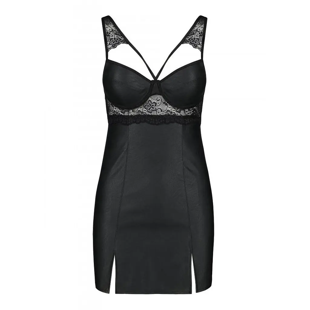 Бебі-дол з еко-шкіри та мережива Passion LOONA CHEMISE L/XL, black - фото 5