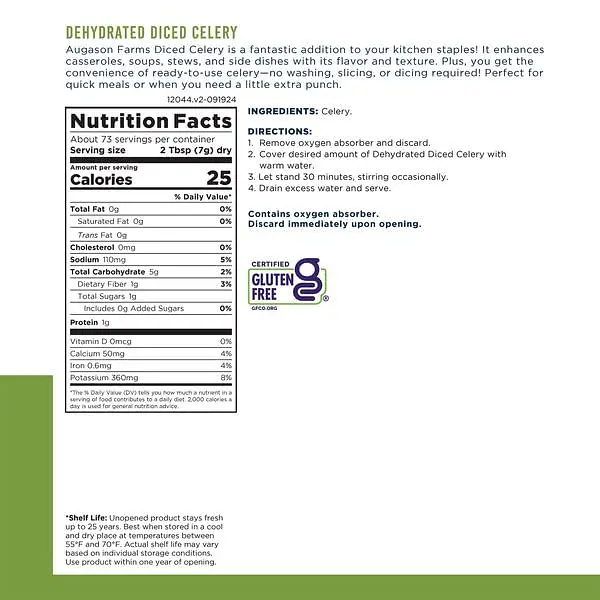 Селера нарізана сублімована з великим терміном придатності 25 років Augason Farms, 73 порції - фото 5