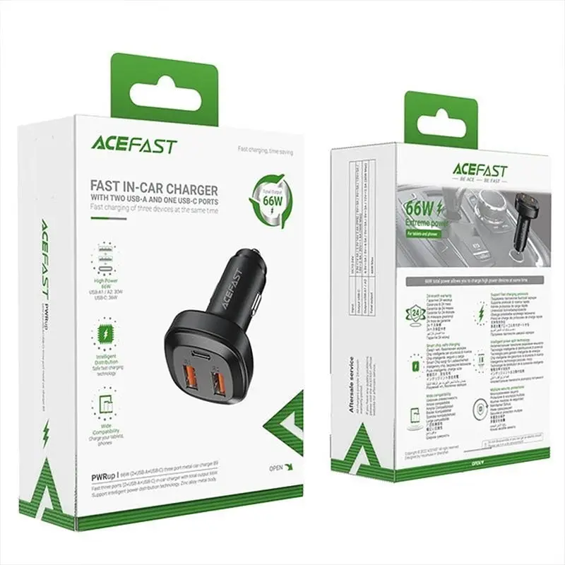 АЗП B9 PD36W+QC4.0 66W (2USB-A/1C) Black Acefast teh0029950 - фото 6