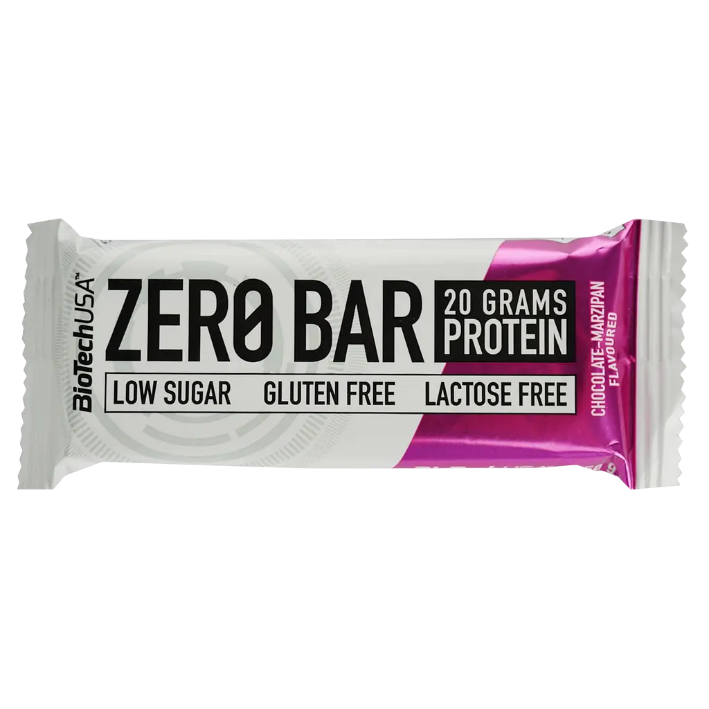 Набір батончик протеїнових BiotechUSA Zero Bar: Chocolate-Banana + Chocolate-Marzipan + Chocolate-Caramel + Cappuccino + Double chocolate 250 г (5 шт. х 50 г) - фото 6