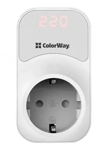 Реле напруги DS1, White, 1 розетка (220 В / 50 Гц), до 16 A / 3520 Вт ColorWay teh0019920 - фото 2