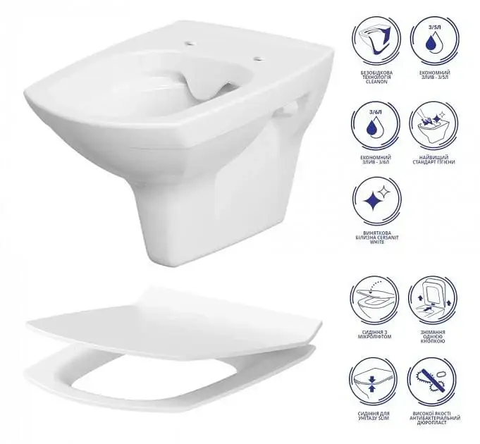 Інсталяція Cersanit Aqua 22 з кнопкою MOVI та унітазом CARINA CLEAN ON з сидінням Slim 30412 - фото 5