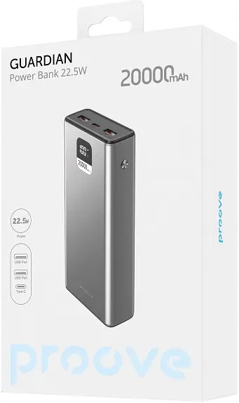 Портативний акумулятор Proove Guardian 22.5W 20000mAh metal gray (PBG222210004) - фото 2