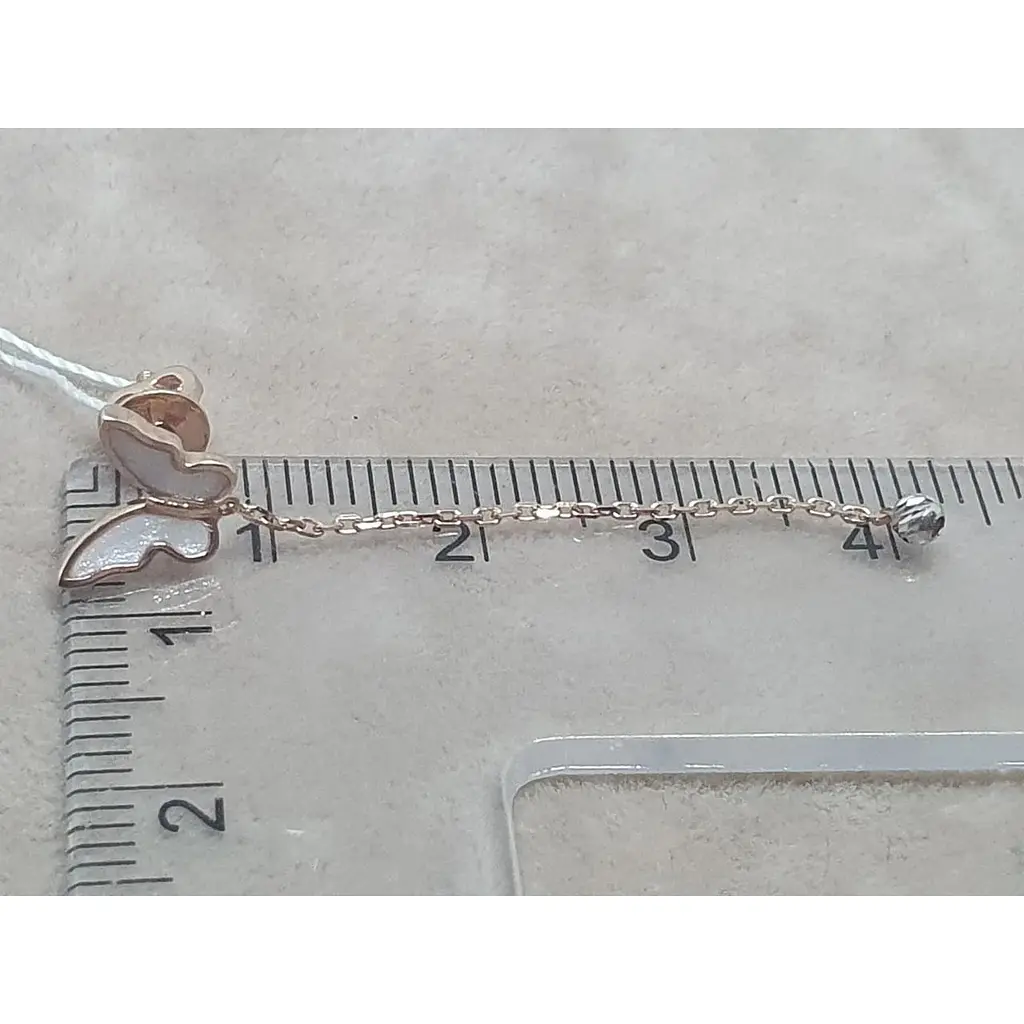 Золотые серьги-пуссеты Столичная Ювелирная Фабрика Бабочки с эмалью. 111221ЕП - фото 5