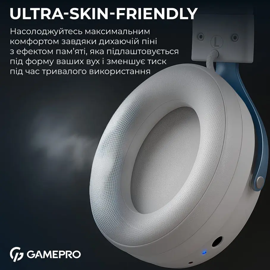 Беспроводные игровые наушники GamePro HSW-191-WHB Asgard Skadi Wireless 7.1 White-Blue - фото 11