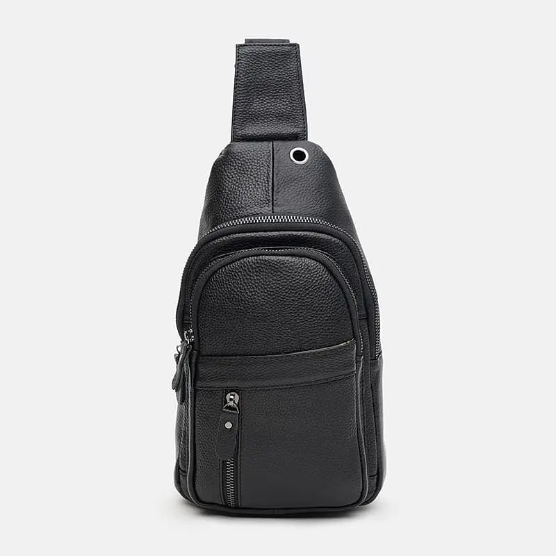 Чоловічий рюкзак через плече Borsa Leather k1338-black 30х17х8 см Чорний - фото 2