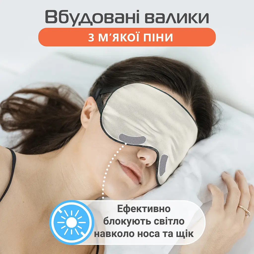 Маска для сну шовк "Чумацький Шлях" з нековзною резикою в Подарунковій упаковці Біла (1177-02) - фото 7