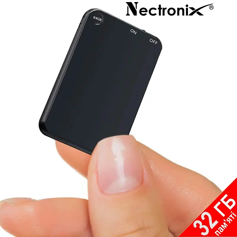 Міні диктофон брелок з активацією голосом Nectronix V15, 32 Гб пам'яті, 30 годин запису, чорний (100833-32) - фото 2