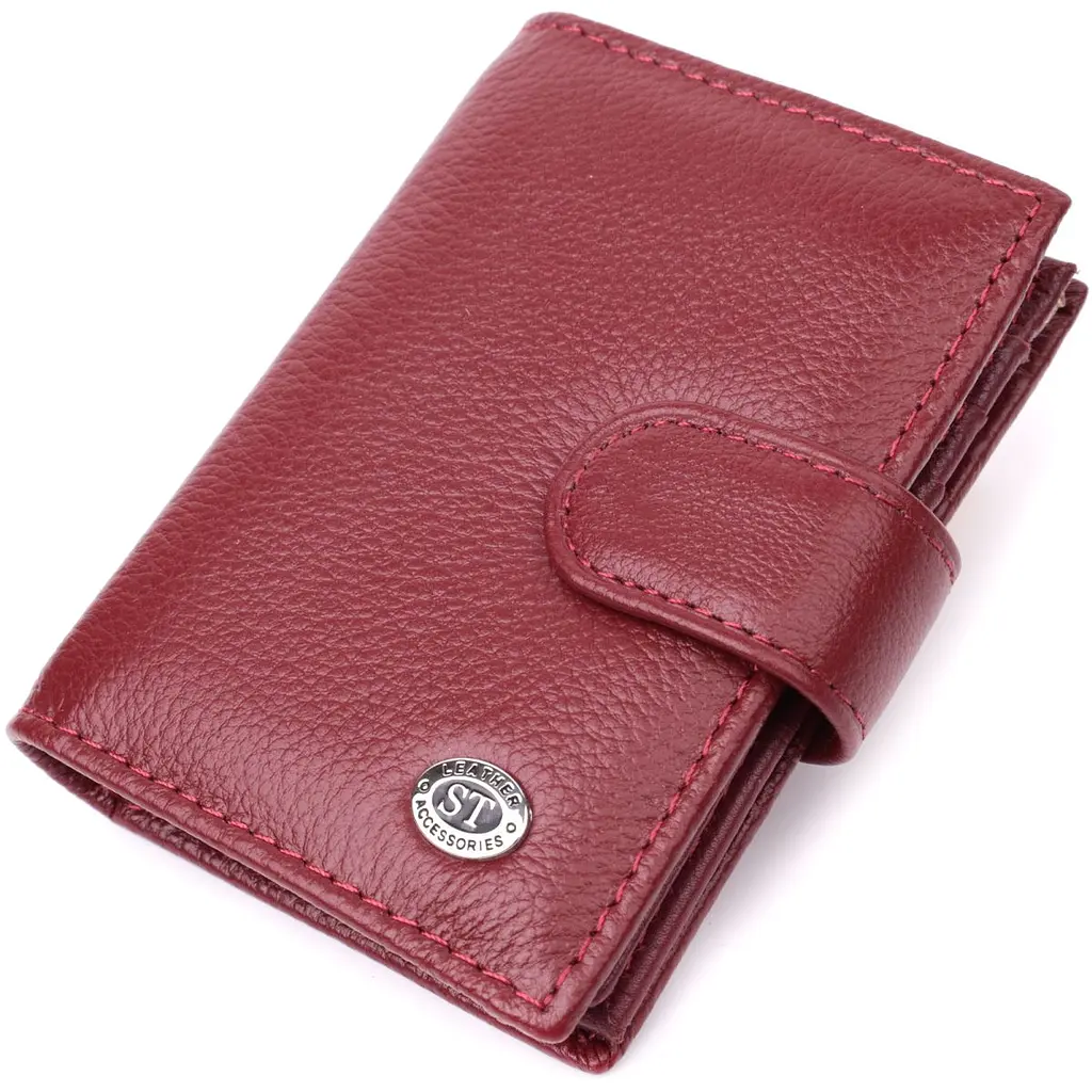 Практична візитниця з натуральної шкіри ST Leather 22468 бордова - фото 11