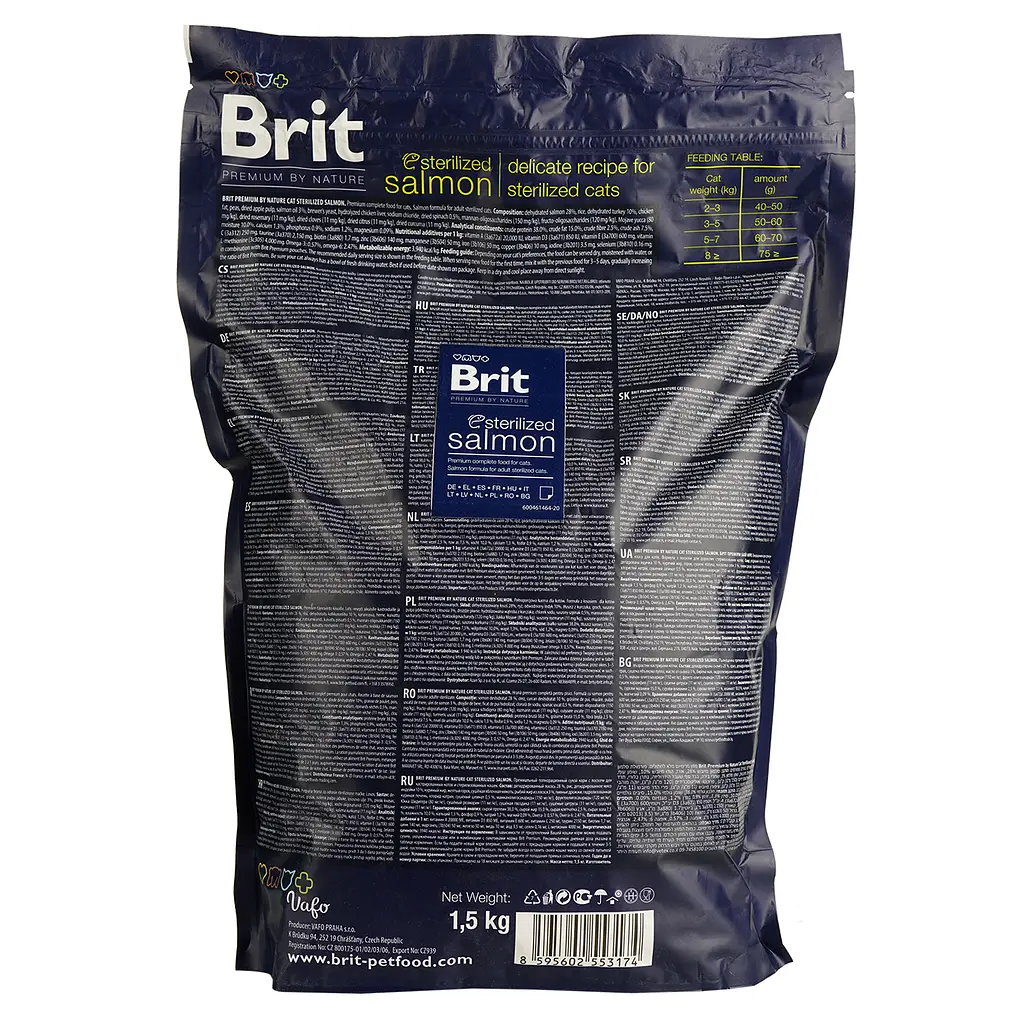 Сухой корм для стерилизованных котов Brit Premium by Nature Cat Sterilized Salmon с лососем 1.5 кг - фото 4