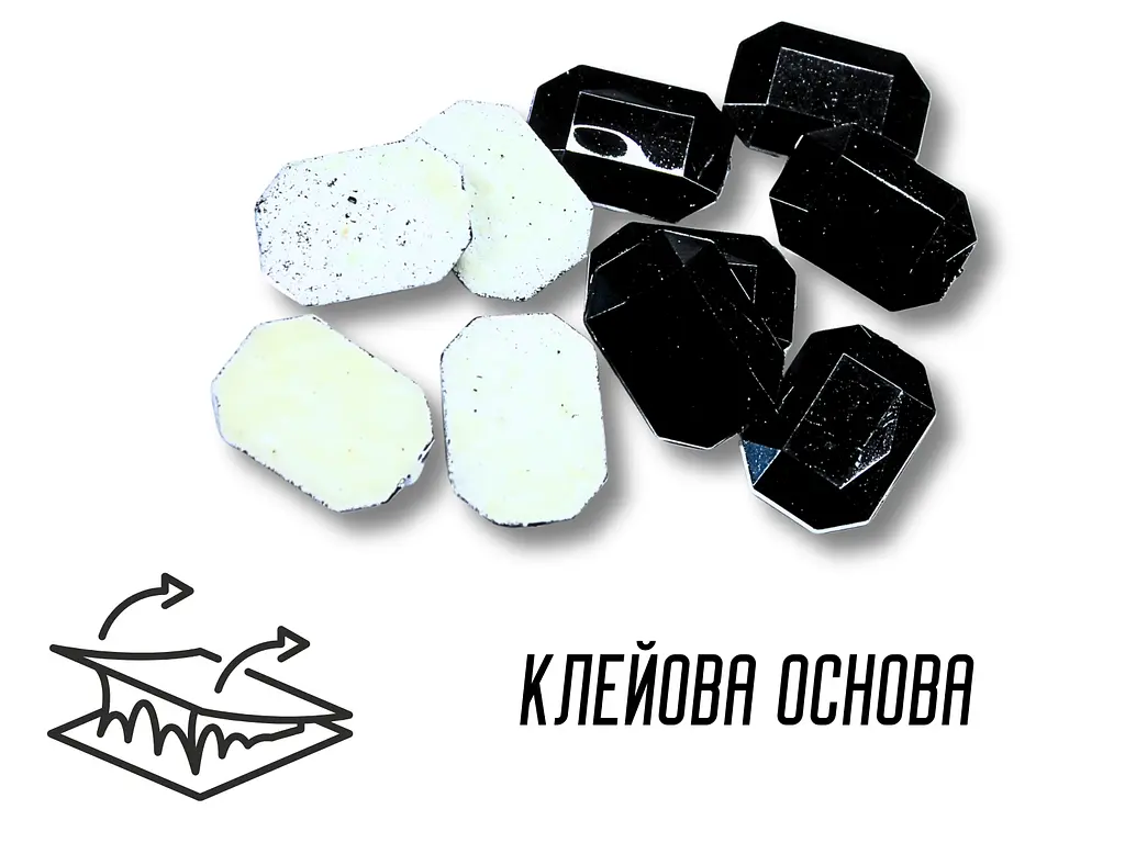 Камені на клейовій основі прямокутник 25х18 мм 10 шт чорні - фото 3