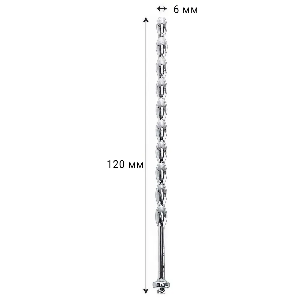 Уретральный стимулятор металлический Straight Rod 120x6 мм Серебристый - фото 3
