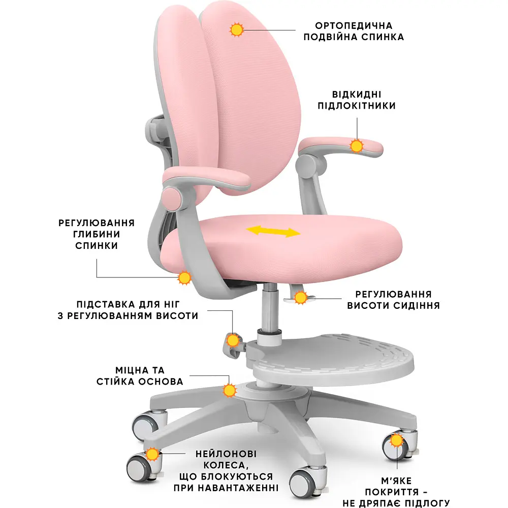 Дитяче крісло Mealux Sprint Duo Pink (арт.Y-412 KP) - фото 2