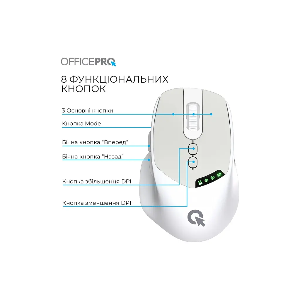 Мишка OfficePro M520W Wireless/Bluetooth White (M520W) - фото 5