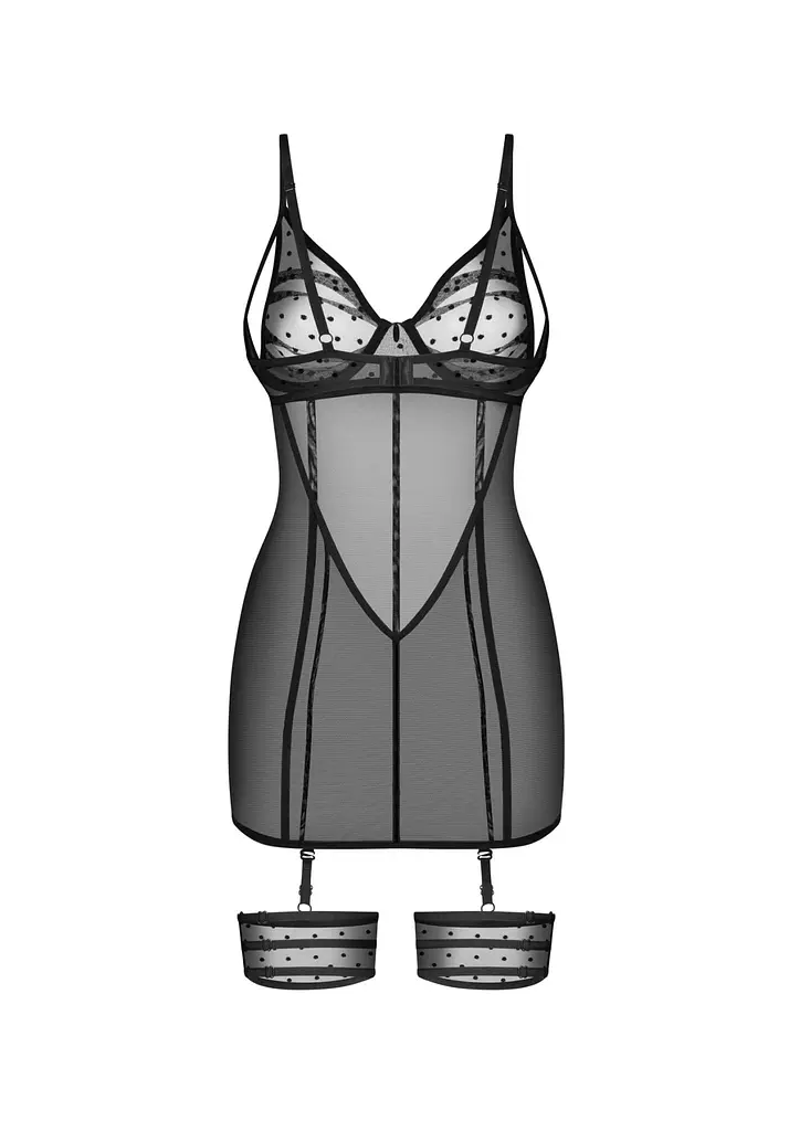 Пеньюар Obsessive Nuites 2XL/3X чорний - фото 2