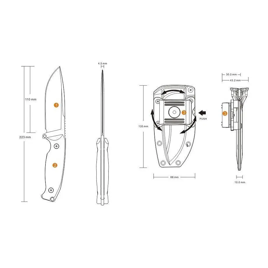 Ніж фіксований мисливський Ruike Jager F118-G, (11 см) 14C28N/G10 зелений - фото 4