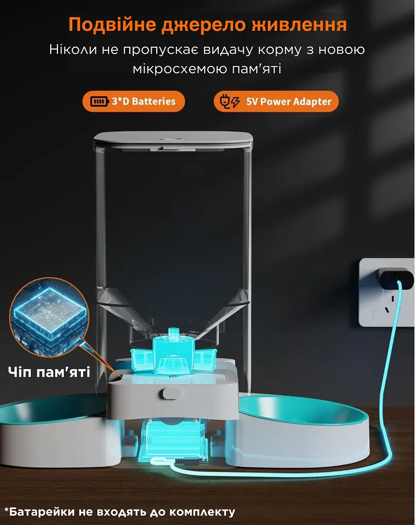 Автоматична годівниця для котів HoneyGuardіan S305D 5 л Wi-Fi на 2 миски, з мискою-лабіринт - фото 4