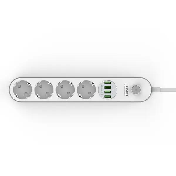 Мережевий подовжувач LDNIO SE4432 (4 х розетки 4 х USB) 2 м - фото 2