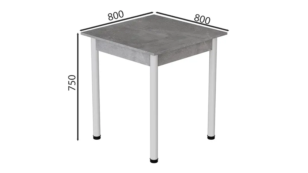 Стіл кухонний Ferrum-decor Агата 75x90x90 Білий ДСП Бетон 16мм (FRD-105561) - фото 3