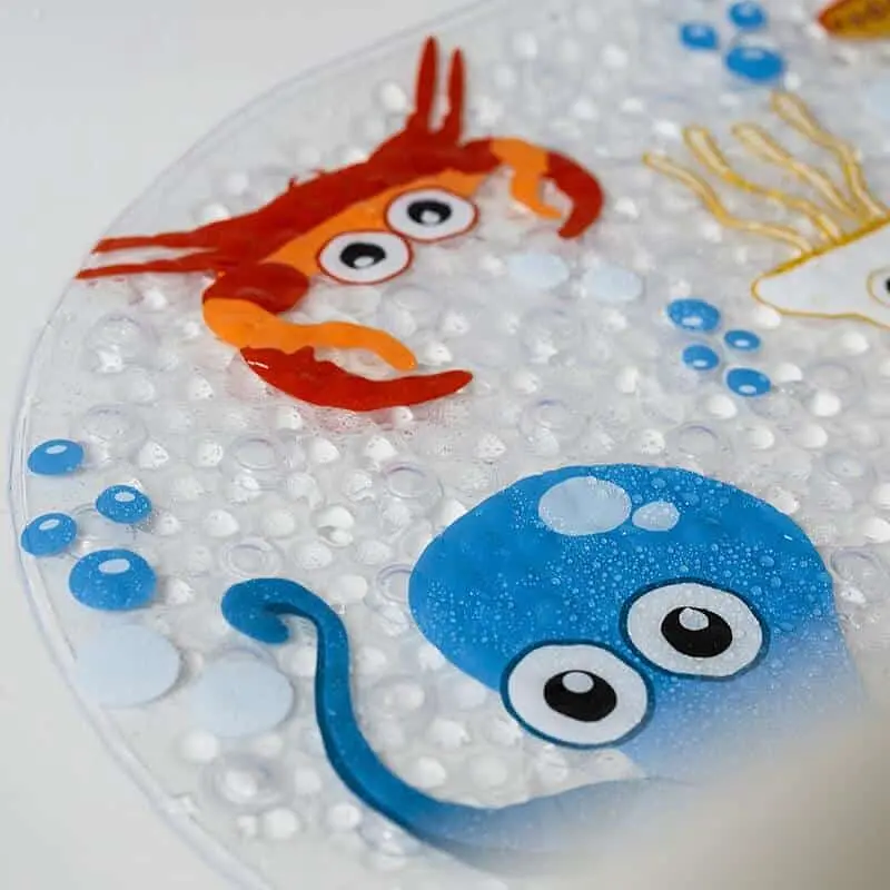 Дитячий антиковзаючий килимок на присосках 65х38 у ванну резиновий противоскользящий коврик гумовий для дорослих дітей силіконовий підводний світ  - фото 3