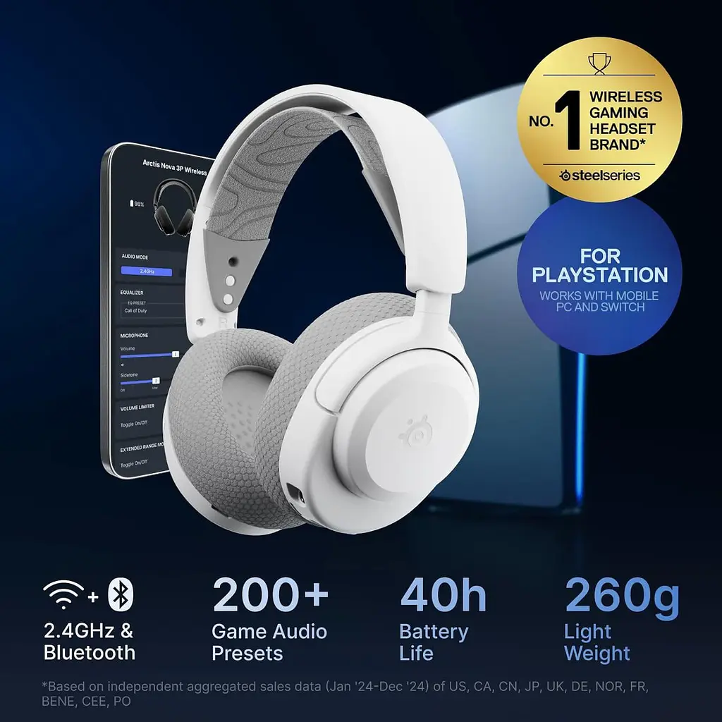 Ігрова гарнітура SteelSeries Arctis Nova 3P Wireless MultiPlatform White (61687) - фото 10