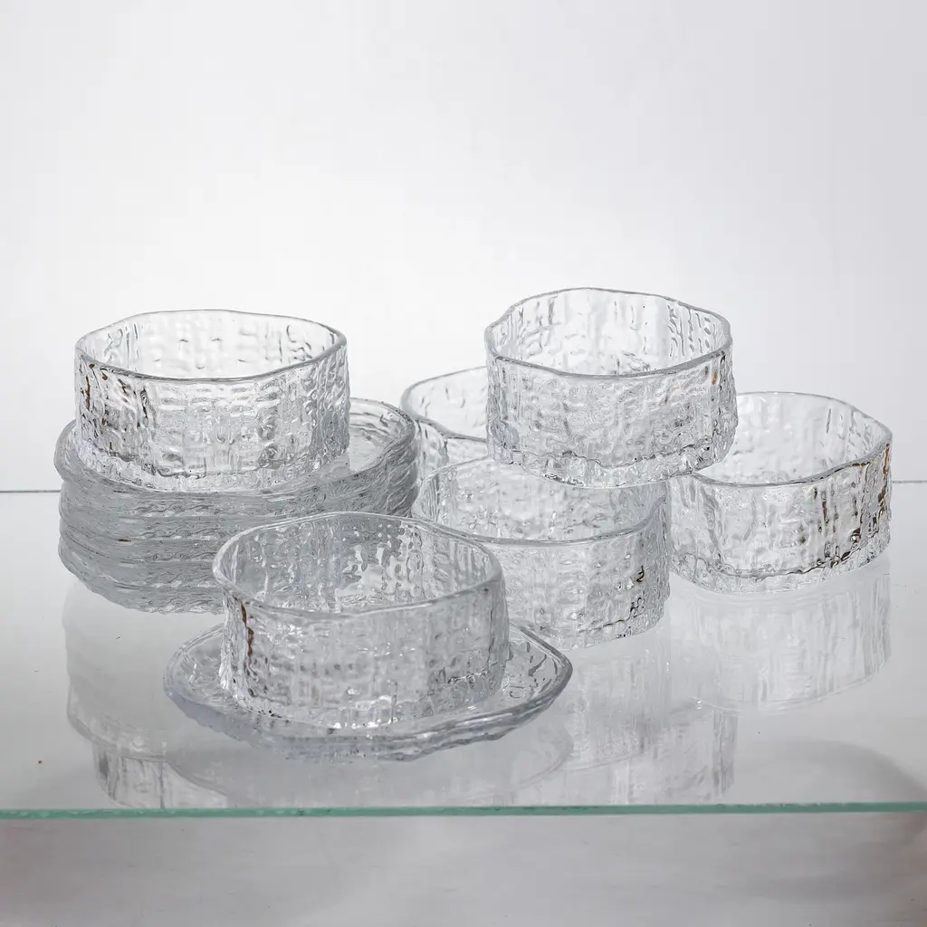 Набір піал з блюдцями скляні Gold Rimmed 250 мл фактурних Yiwu HP-34-94 - фото 3