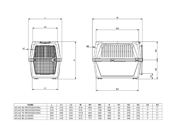 Переноска для собак та котів Ferplast Atlas Professional 60 сіра до 45 кг 61x91x68 см 73060021 - фото 3