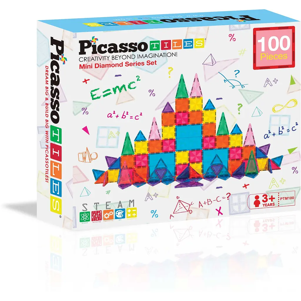 Конструктор магнитный Picasso Tiles Mini Diamond Series Set 100 деталей (PTM100) - фото 5