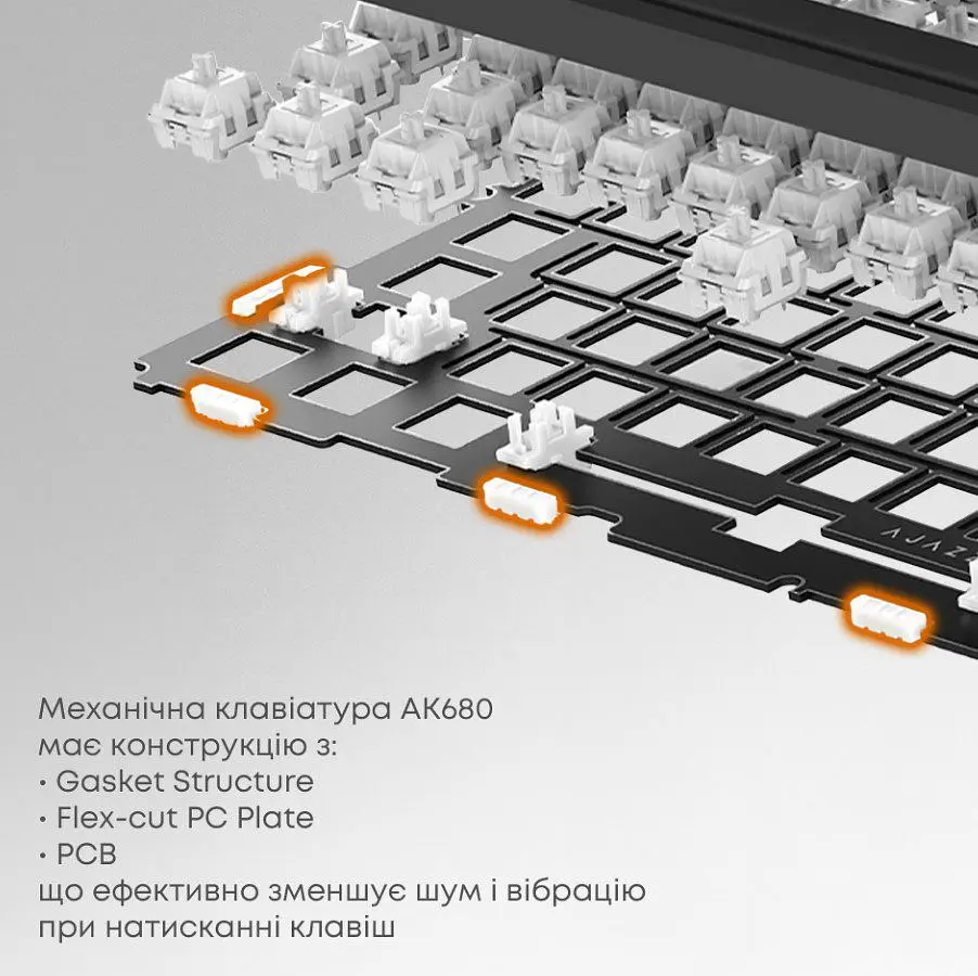 Клавіатура ігрова механічна Ajazz AK-680-MAX Magnetic Switch RGB USB White - фото 7