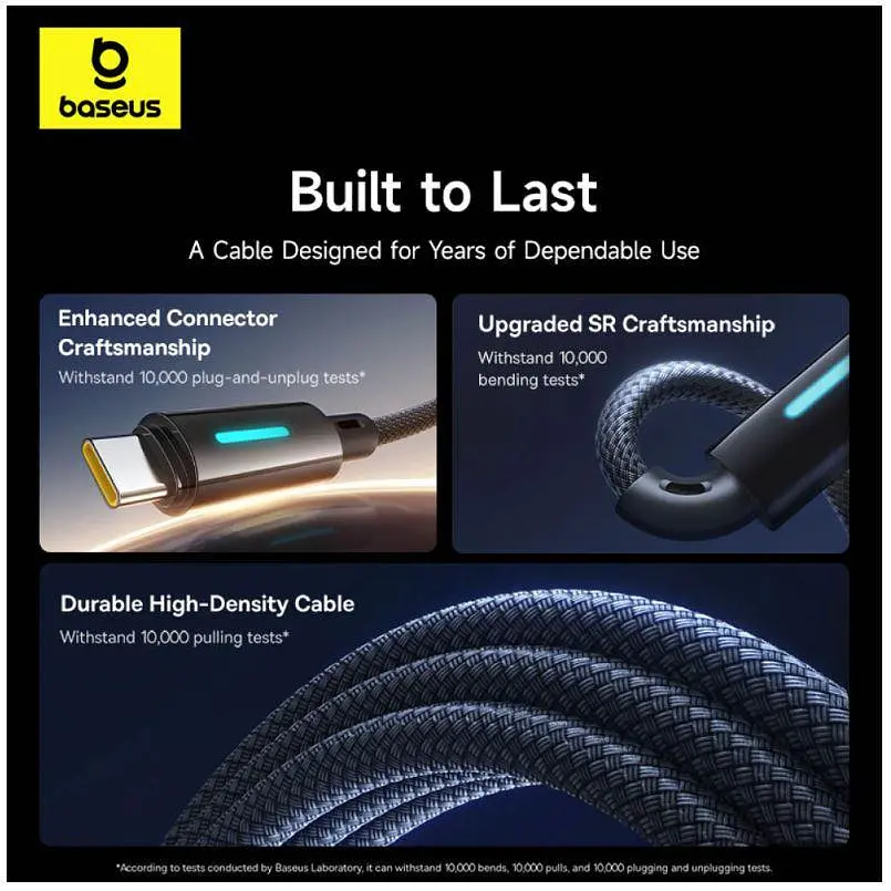 Кабель Baseus Lit Button-Control Fast Charging Data Cable USB-A to USB-C 2m з індикатором (P10379002121-01) - фото 6