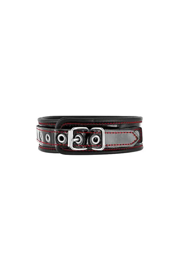 Нашийник із натуральної шкіри Fetish Tentation Premium Patent leather choker, кріпильне кільце - фото 2