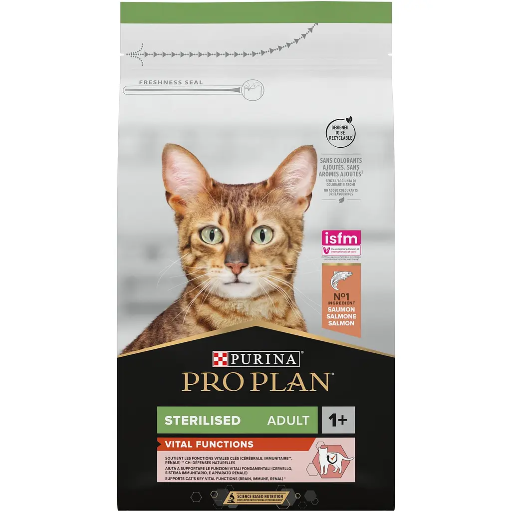 Сухой корм для взрослых стерилизованных кошек Purina Pro Plan Sterilised Adult 1+ Vital Functions с лососем 1.5 кг (12370357) - фото 2
