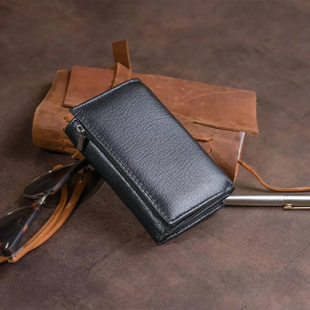 Горизонтальне портмоне зі шкіри унісекс на магніті ST Leather 19331 чорне - фото 7
