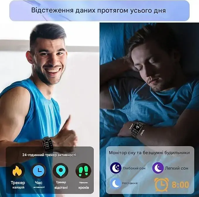 Смарт-годинник Poounur T80 з 1.95" HD дисплеєм Bluetooth дзвінками водонепроникний IP68 120 спортивних режимів чорний (SKU-143) - фото 8