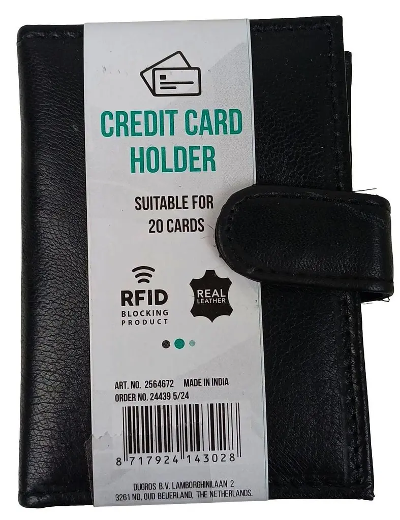 Картхолдер Dugros RFID захист натуральна шкіра кнопка Чорний - фото 2