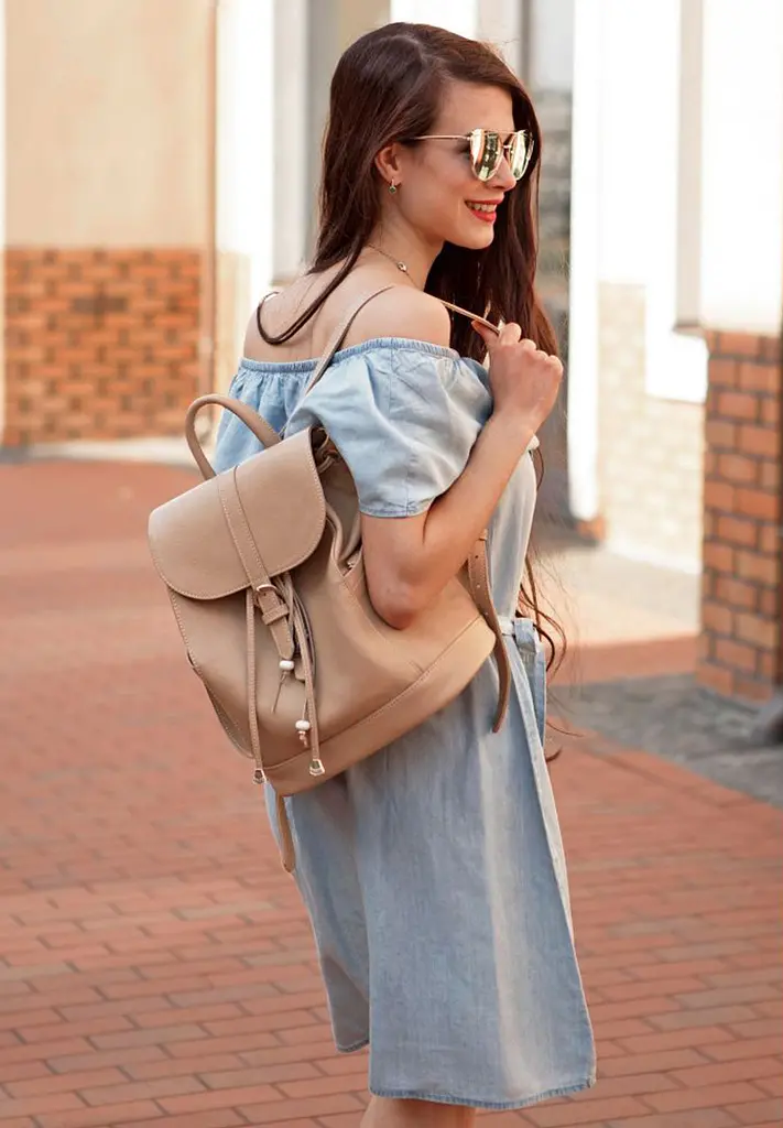 Кожаный женский рюкзак Олсен светло-бежевый - фото 2