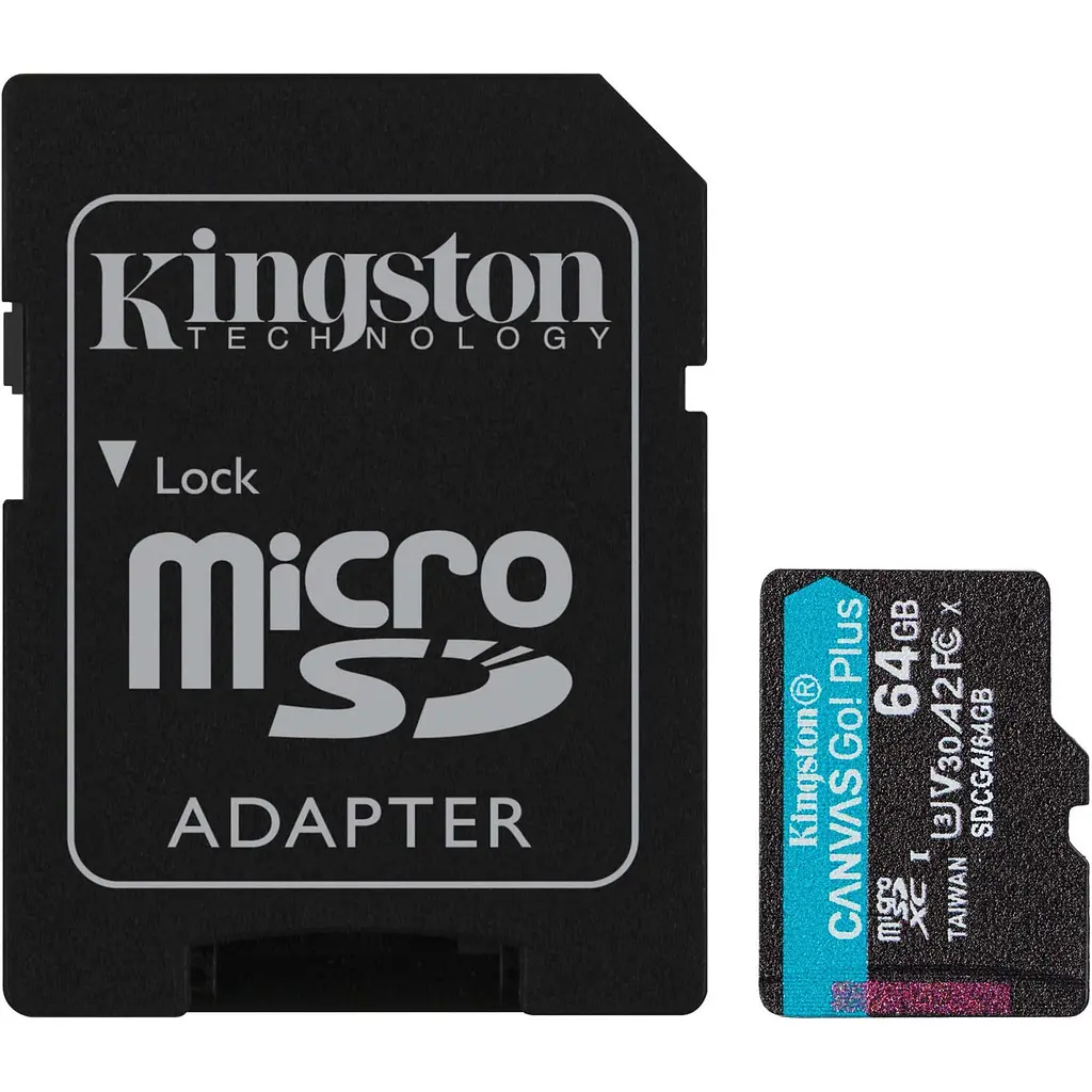 Карта пам'яті Kingston microSDXC Canvas Go! Plus 64GB Class 10 UHS-I U3 V30 A2 + SD адаптер (SDCG4/64GB) [138329] - фото 2