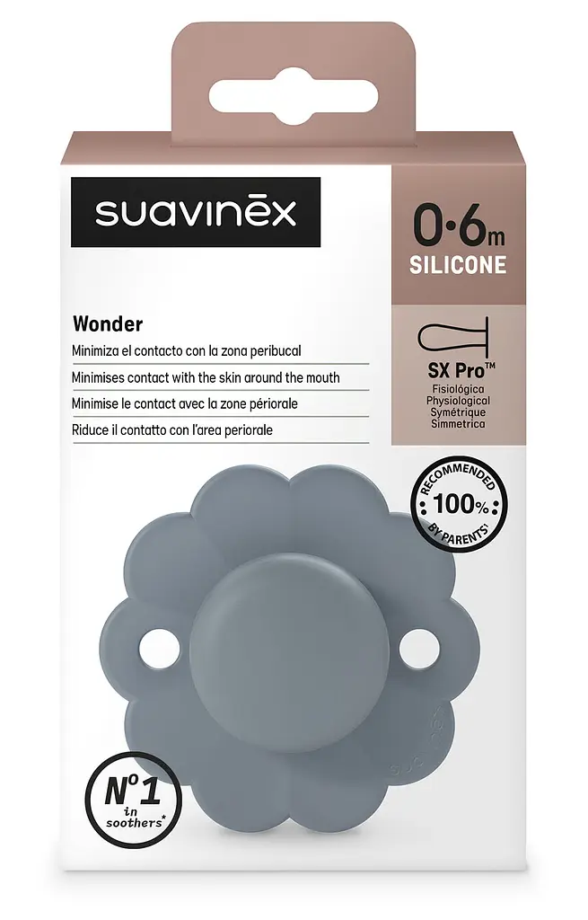 Пустышка Suavinex Wonder физиологическая силиконовая 0-6 месяцев голубая - фото 3
