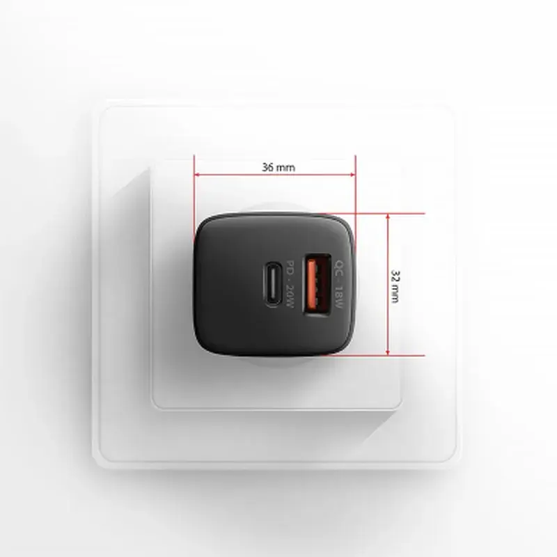 Зарядний пристрій AXAGON 1xUSB QC3.0 + 1xUSB-C PD20W black (ACU-PQ20) - фото 9
